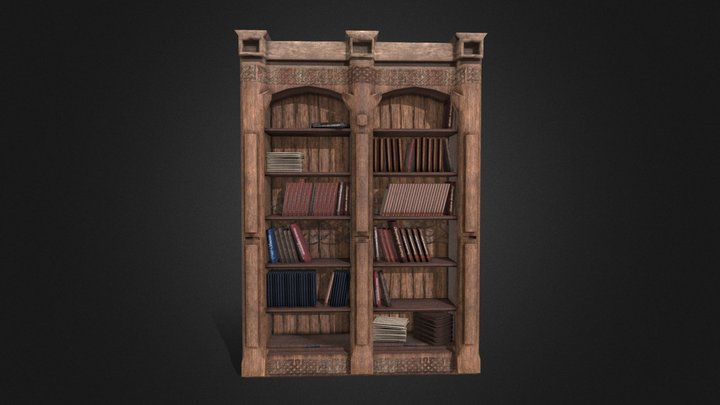 Old Bookshelf - low poly game asset 3D Model