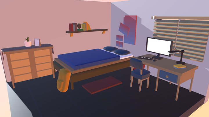 Isometric Bedrom 3D Model