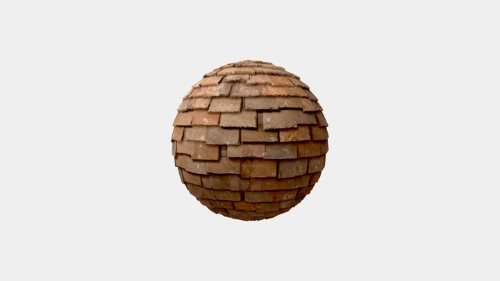 Terracotta Roof Tiles Material Sphere 3D Model