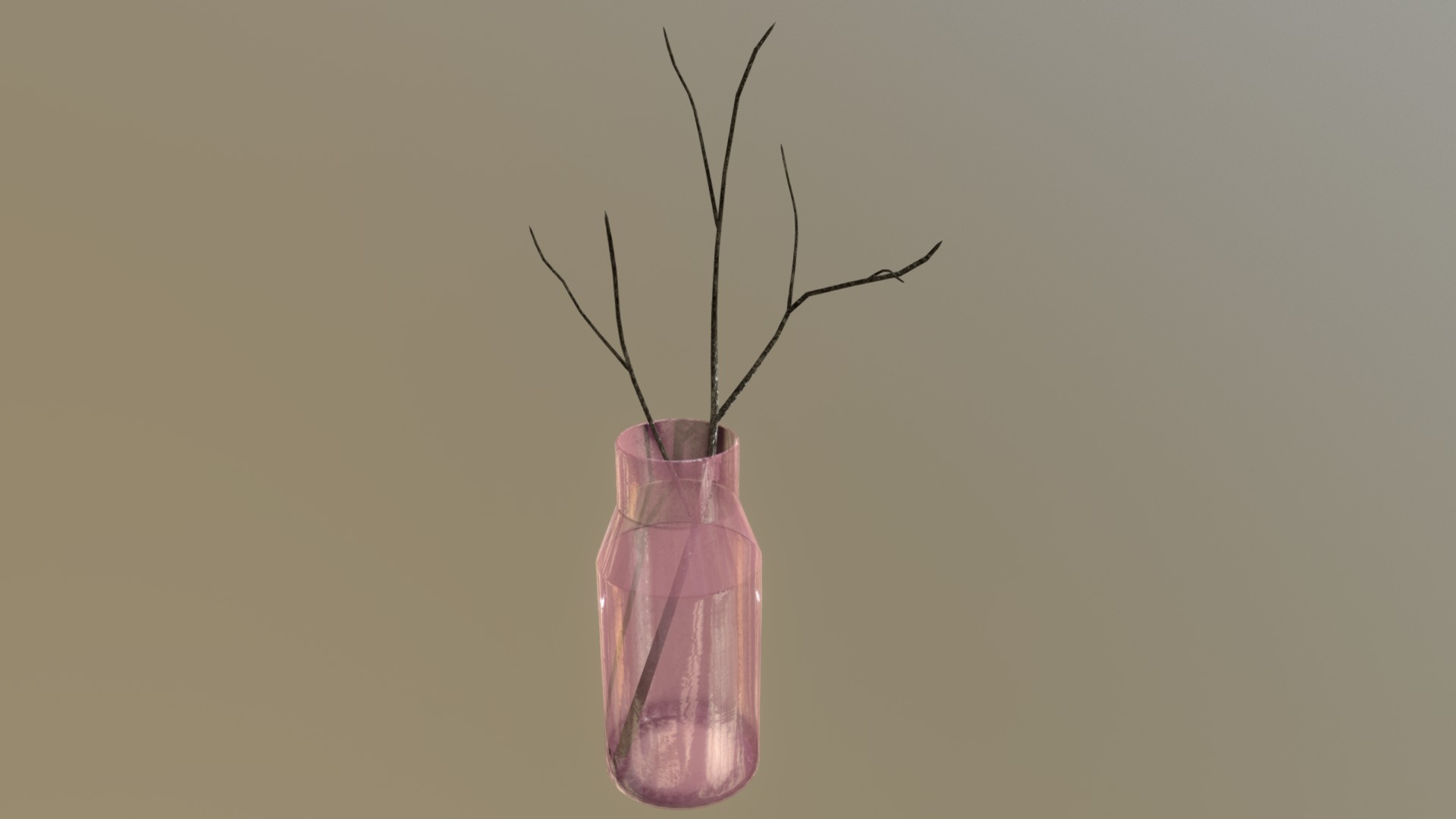 3D model Pink Glass Vase with a Branch - This is a 3D model of the Pink Glass Vase with a Branch. The 3D model is about a plant in a glass jar.