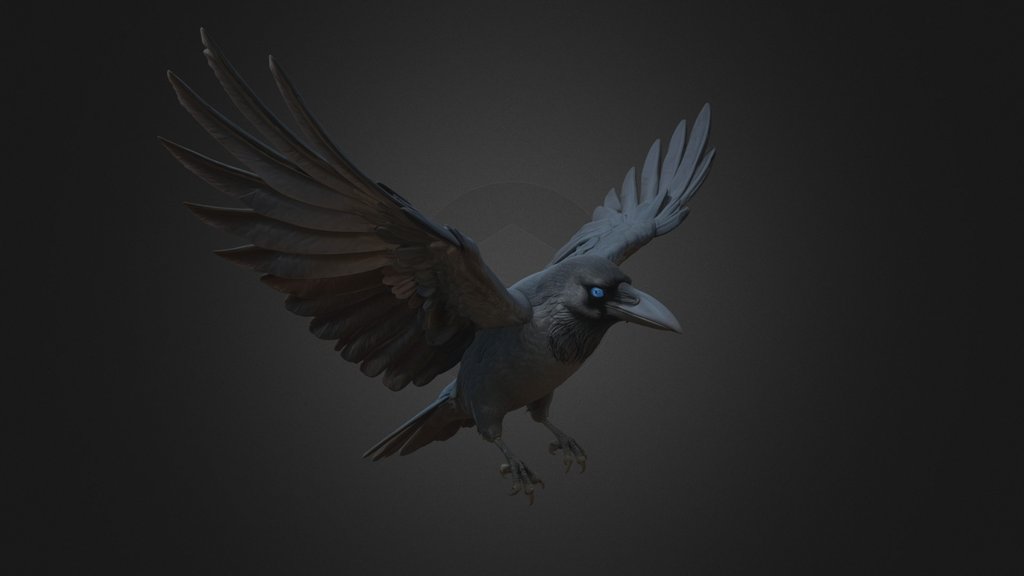 Black Crow Glowing Eyes