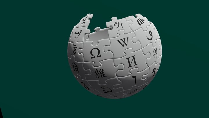 Wikipedia globe rotating 3D Model