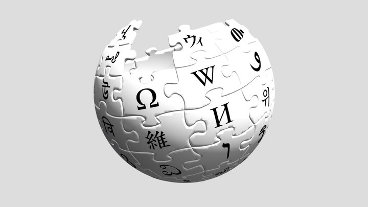 Wikipedia globe rotating 3D Model