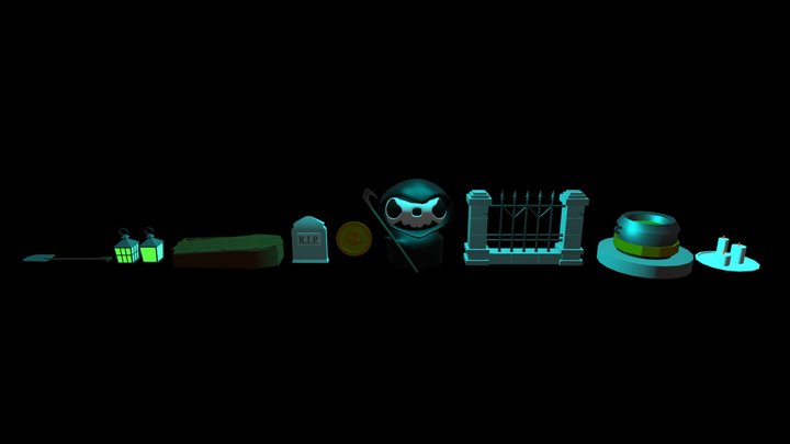 low poly Halloween asset pack 3D Model