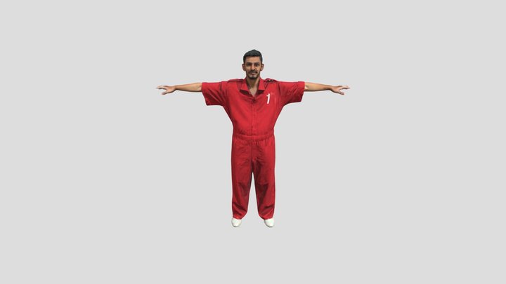 T-Pose in Red Jumpsuit 3D Model