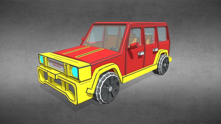 LowPoly Toon Jeep 3D Model