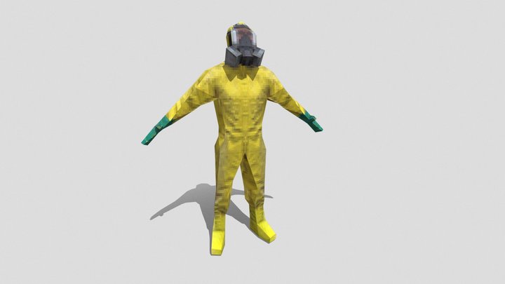 Lowpoly Hazmat Suit PS1 Style 3D Model