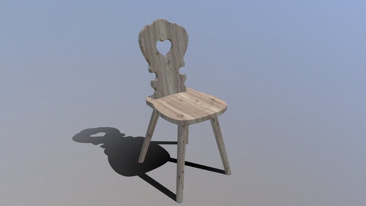 Wood Rustic Chair 3D Model