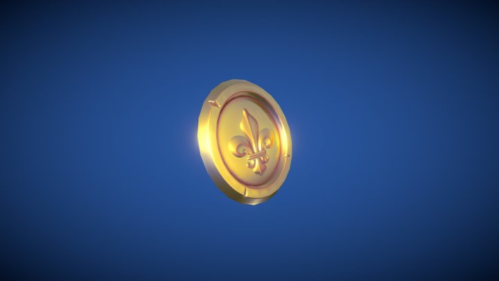 Coin Fleur-de-lis - Low poly 3D Model