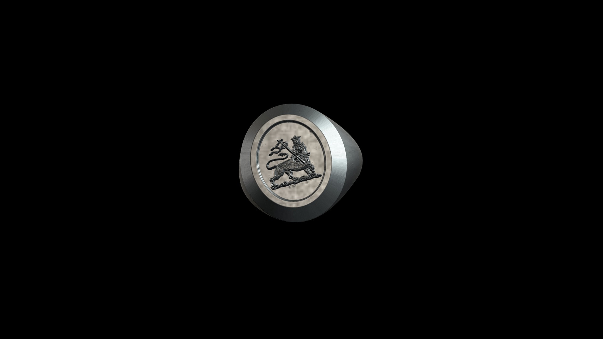 3D model Lion of Judah ring - This is a 3D model of the Lion of Judah ring. The 3D model is about a logo on a black background.