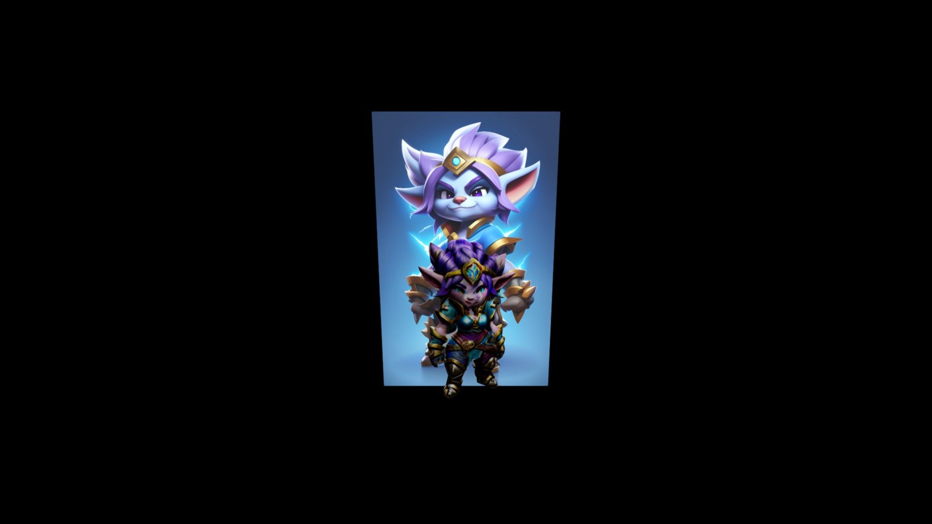 Blue and Purple Cartoon Character with Armor Download Free 3D model