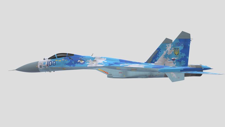 Su-27P 831 BrTA Blue 100 3D Model