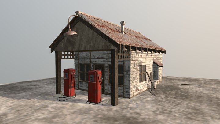 Gas Station Milestone 3D Model