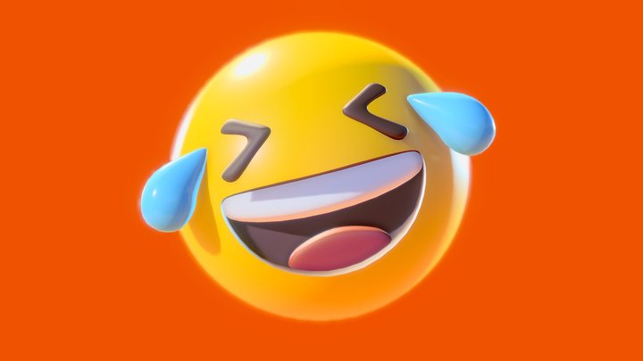 Laugh out loud yellow ball Emoji or Smiley 3D Model