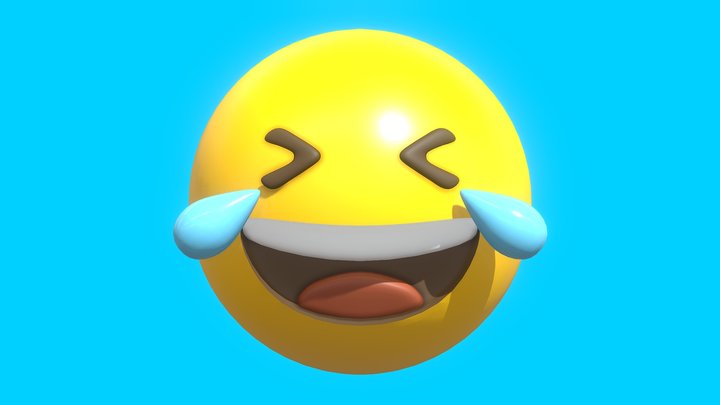 Laugh out loud yellow ball Emoji or Smiley 3D Model