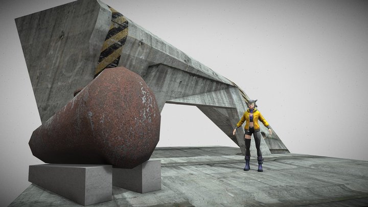 Cyperpunk sees a twiting concrete structure 3D Model