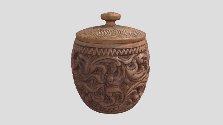 Decorative Wooden Container, Processed Photoscan 3D Model