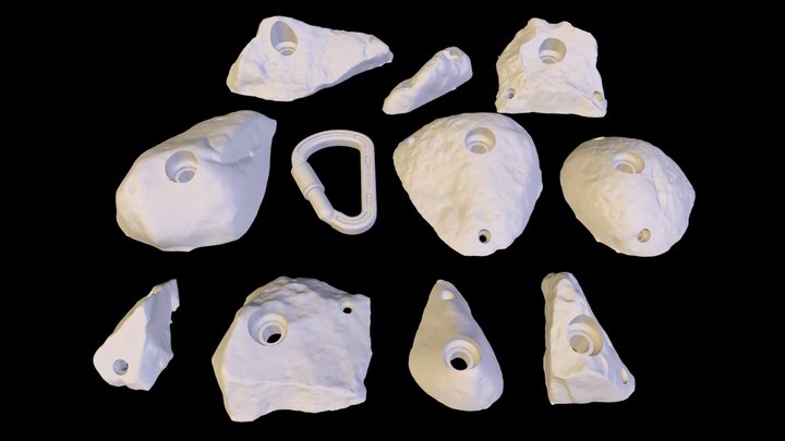 Old School Rock Climbing Hold Set 3D Model