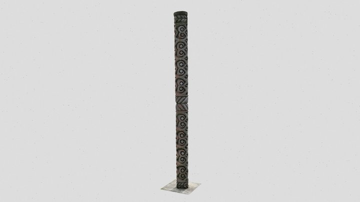 Sarawak_Carved_Ceremonial_Pole 3D Model