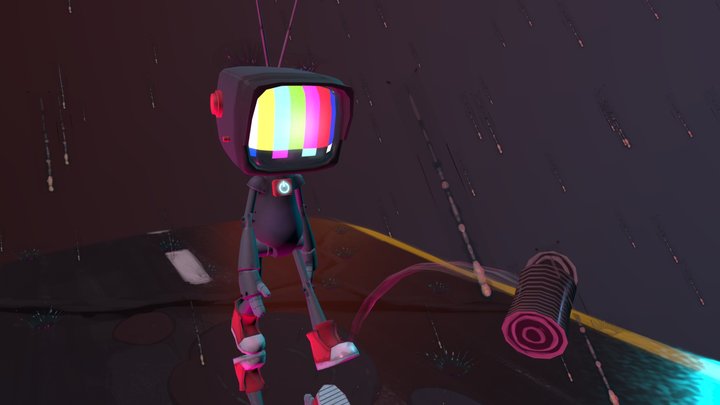 TV Boy Scene 3D Model