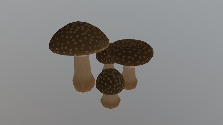 Simple cartoon mushrooms #3 3D Model