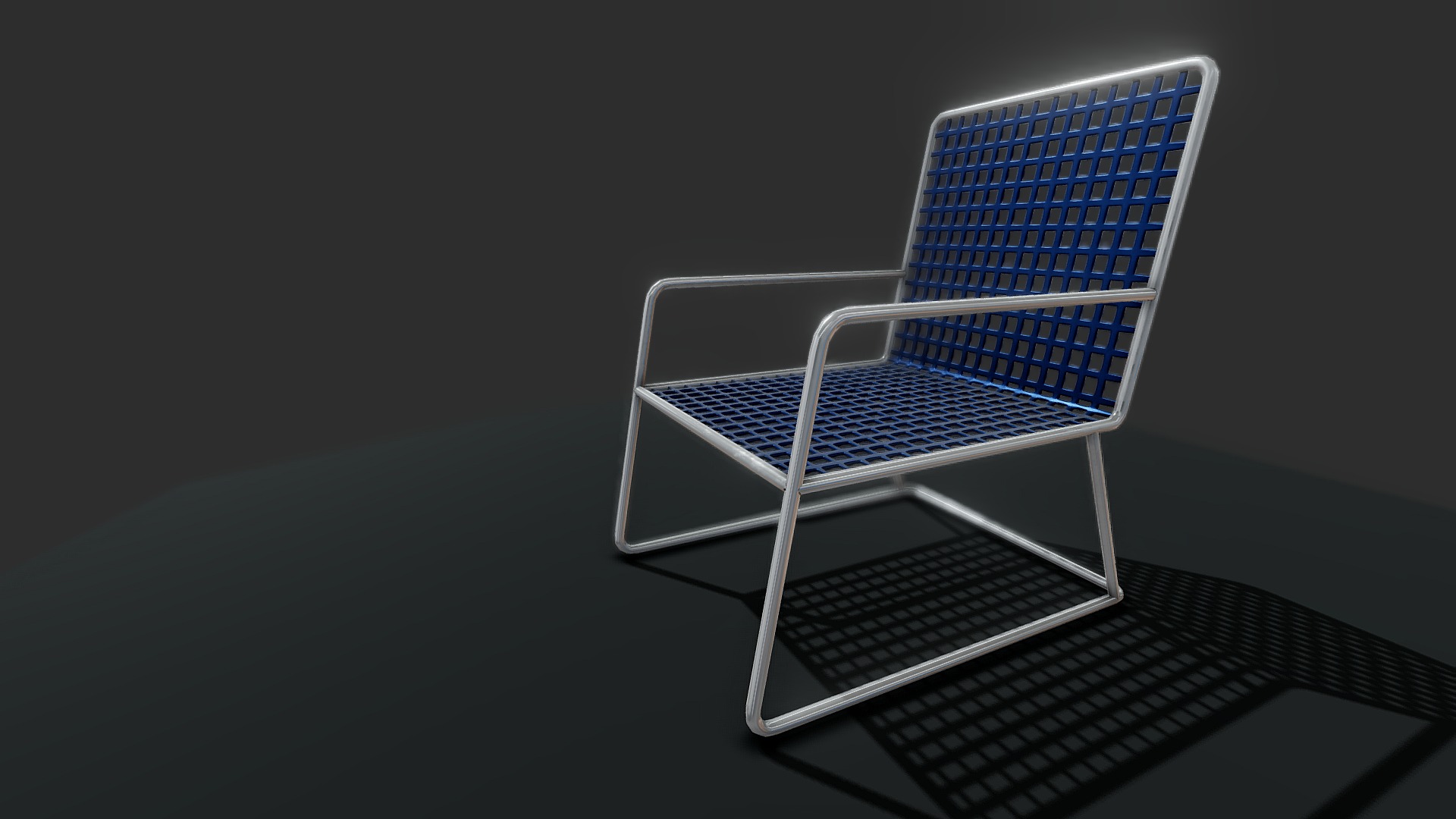 3D model Outdoor Metal Chair - This is a 3D model of the Outdoor Metal Chair. The 3D model is about a chair with a blue and white design.