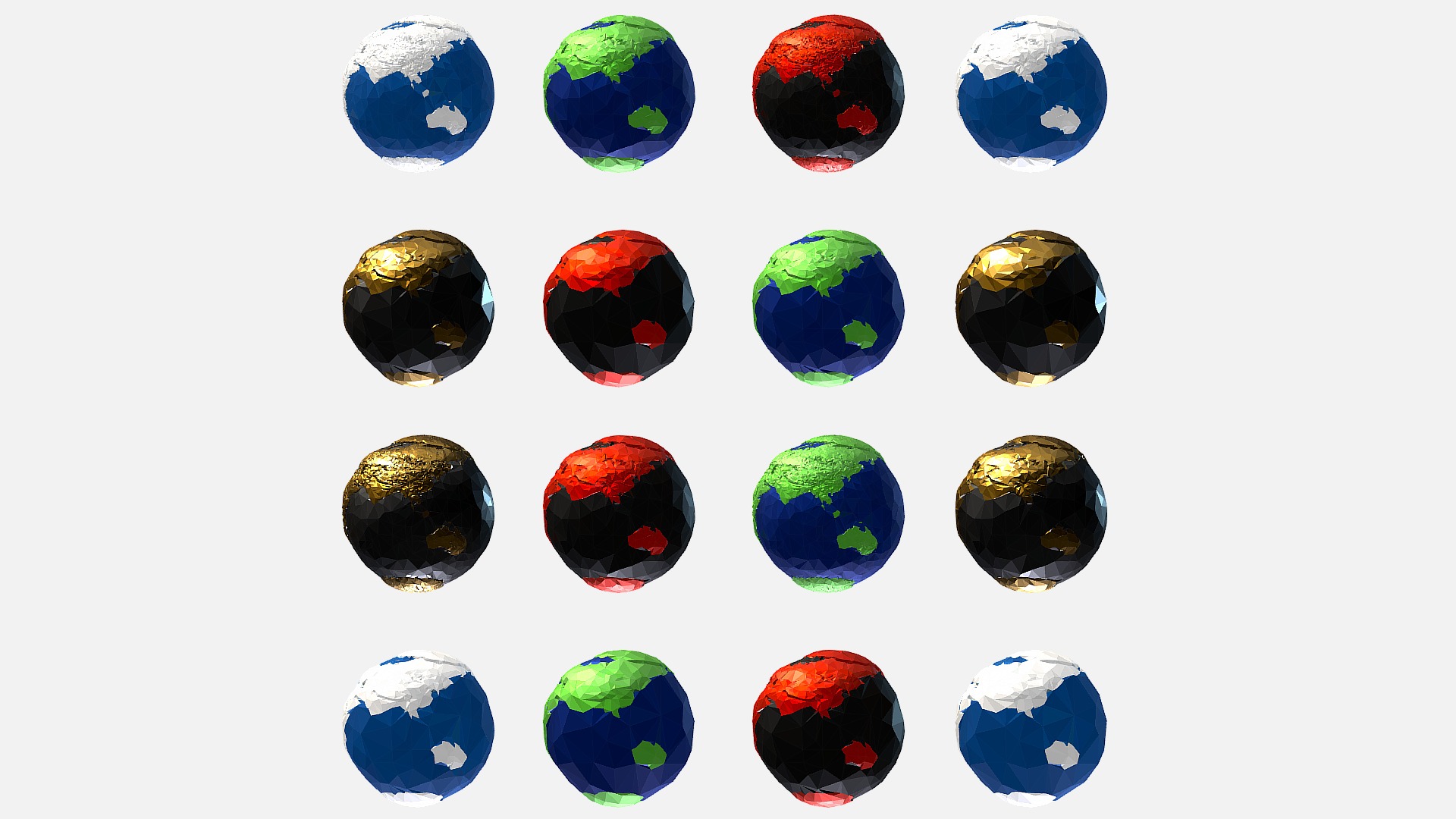 3D model 16 Animated Low Polygon Art Planets Earths - This is a 3D model of the 16 Animated Low Polygon Art Planets Earths. The 3D model is about background pattern.