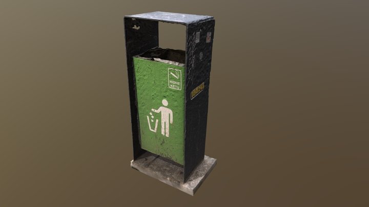 Prishtina City Trash Bin Metal Green 3D Model