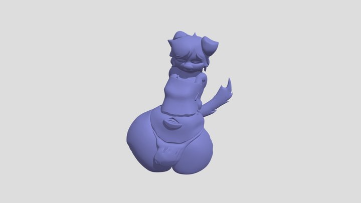anthropomorphic blue cat-like figure 3D Model