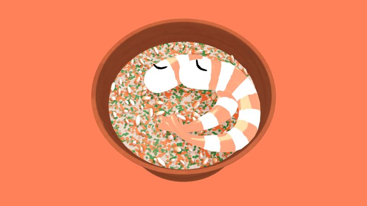 Isometric rice shrimp porridge food 새우죽 FREE – Modello 3D gratuito STL