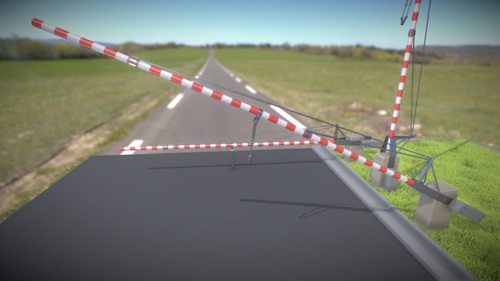 Railroad Barrier 8m (High-Poly) 3D Model