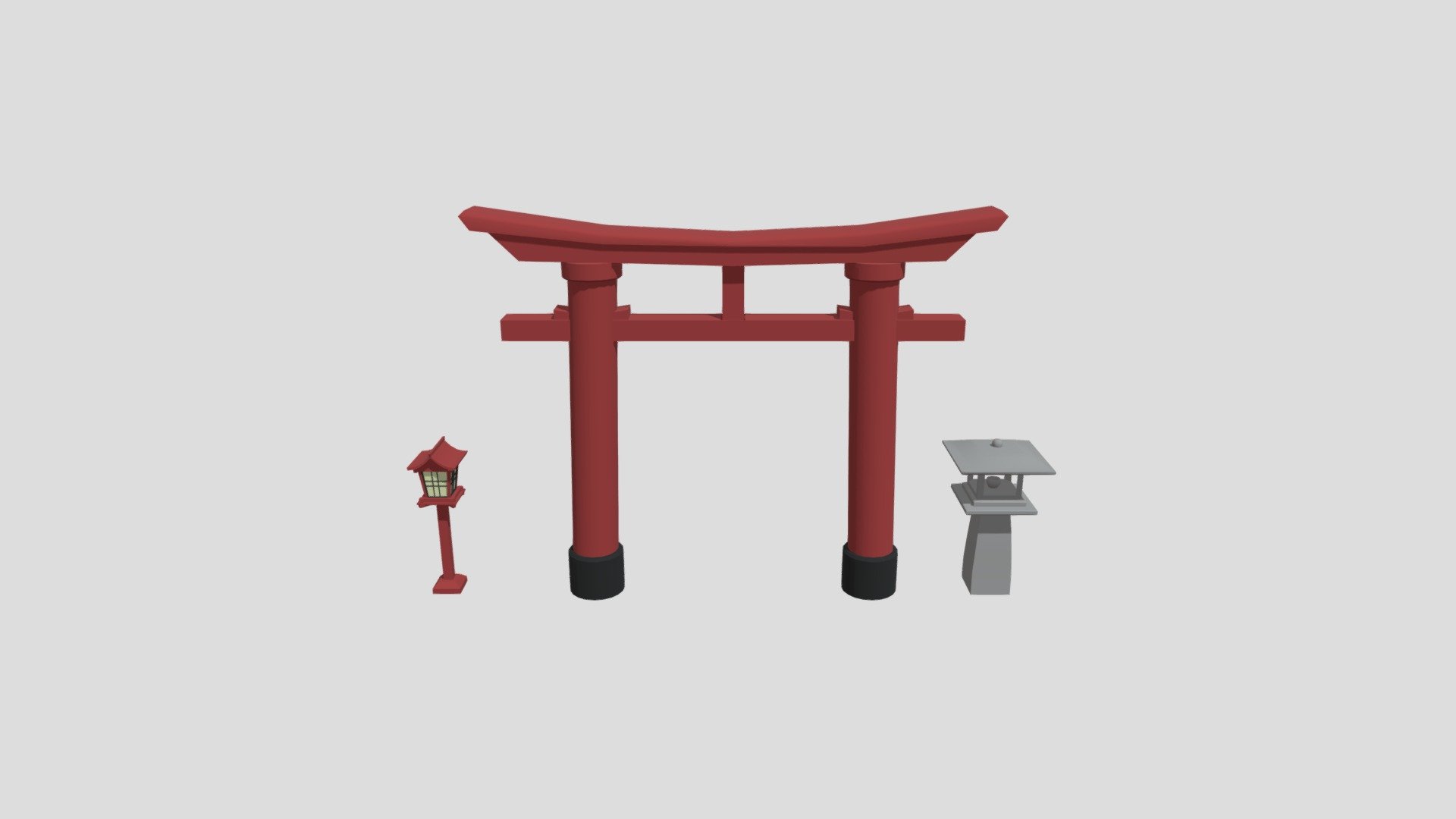 Lowpoly homework. Japanese set.