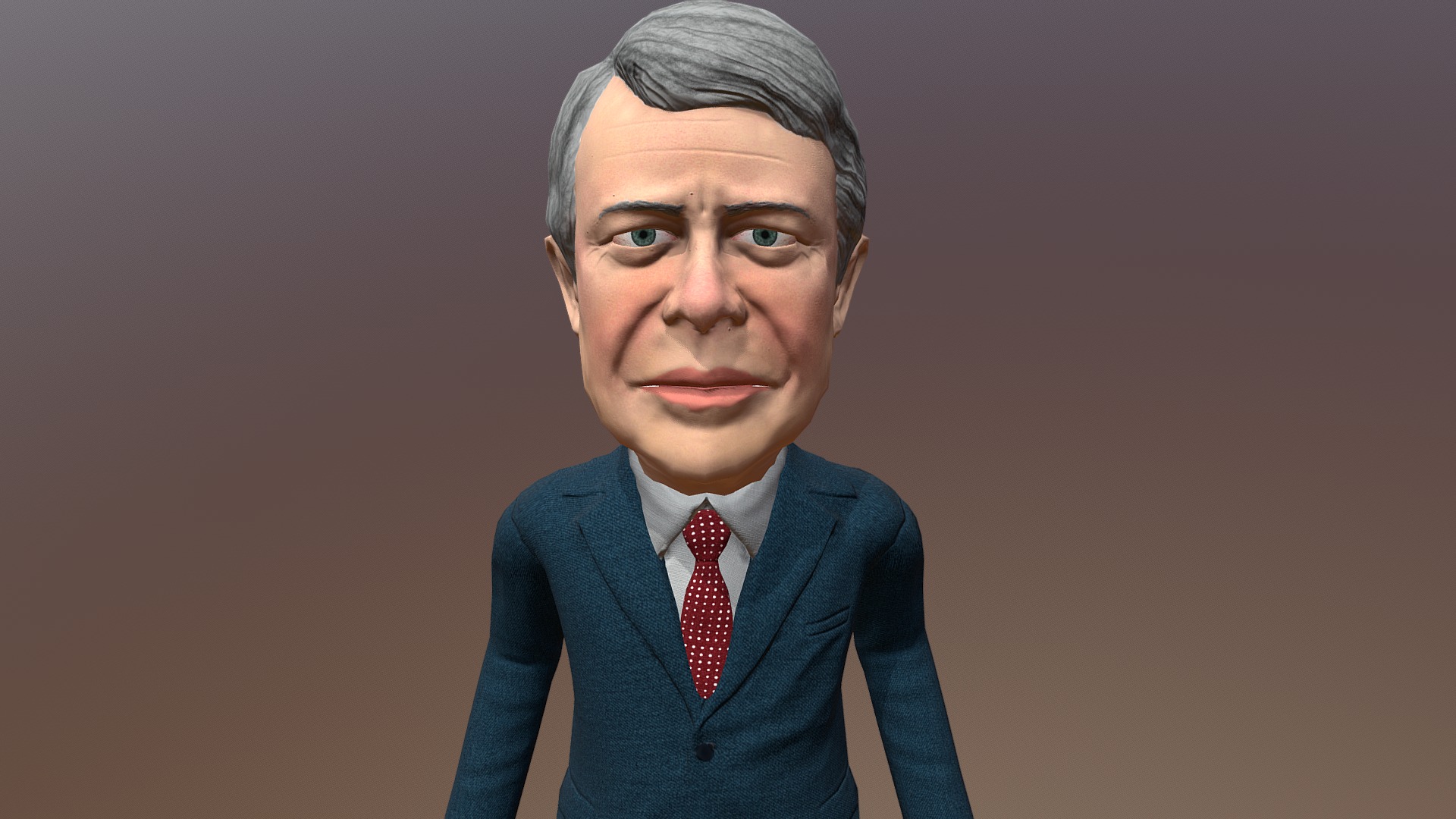 3D model Jimmy Carter caricature - This is a 3D model of the Jimmy Carter caricature. The 3D model is about a man with a blue shirt and red tie.