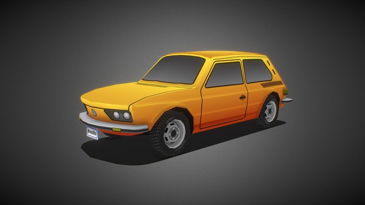 Stylized Lowpoly Volkswagen Brasilia game-ready 3D Model