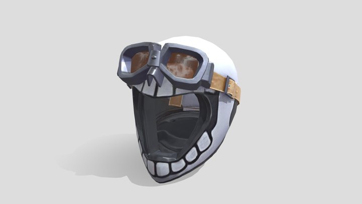 Off-Road Racing Motorcycle Helmet With Goggles 3D Model