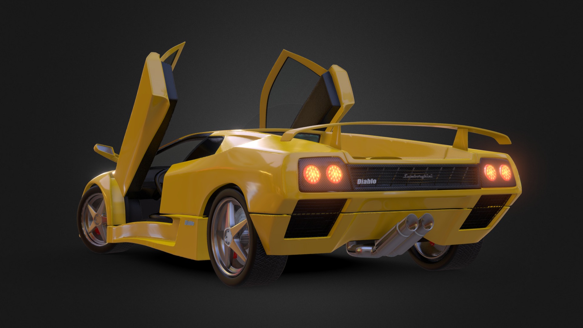 3D model Lamborghini Diablo - This is a 3D model of the Lamborghini Diablo. The 3D model is about a yellow sports car.