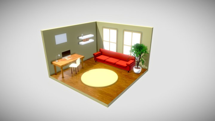 Blender Room - Cozy Workspace 3D Model