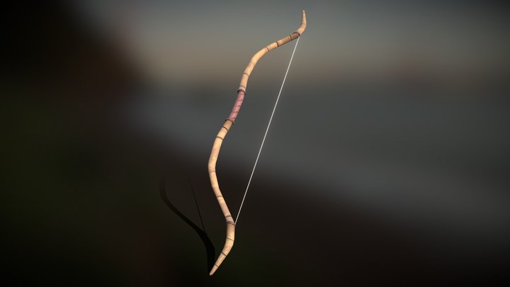 Light wooden stylized bow 3D Model