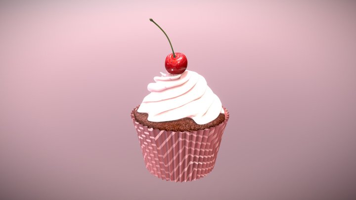 Cupcake with Cherry 3D Model