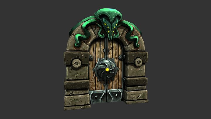 Stylized PBR Dungeon Door 3D Model