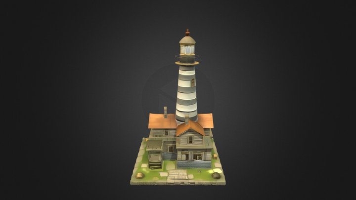 Lighthouse with attached house 3D Model