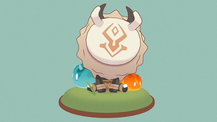 Chibi Hilichurl and Slimes 3D Model