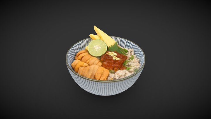 蟹肉海膽三文魚子飯 3D Model