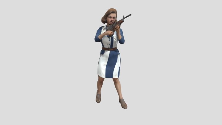 WW2 Female French resistance fighter 3D Model