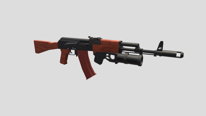 AK-74 very low poly, attachment (PBR) 3D Model