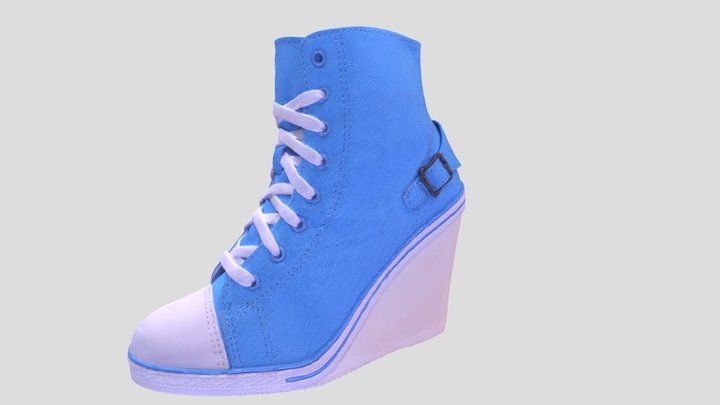 Blue wedge sneaker 3D Model