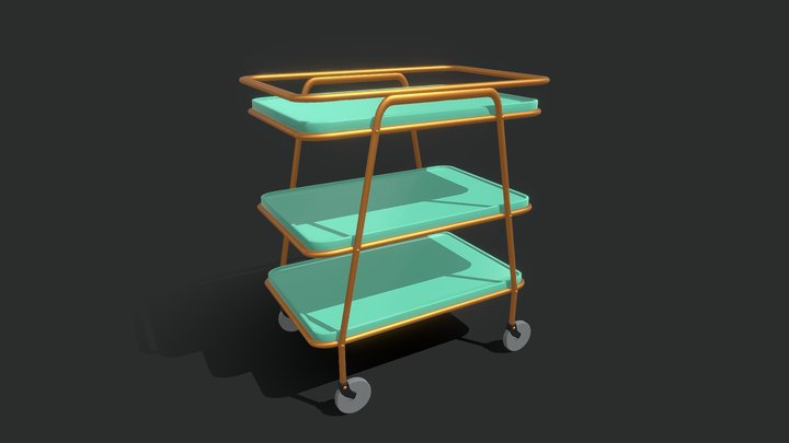 Vintage Bar Cart 3D Model