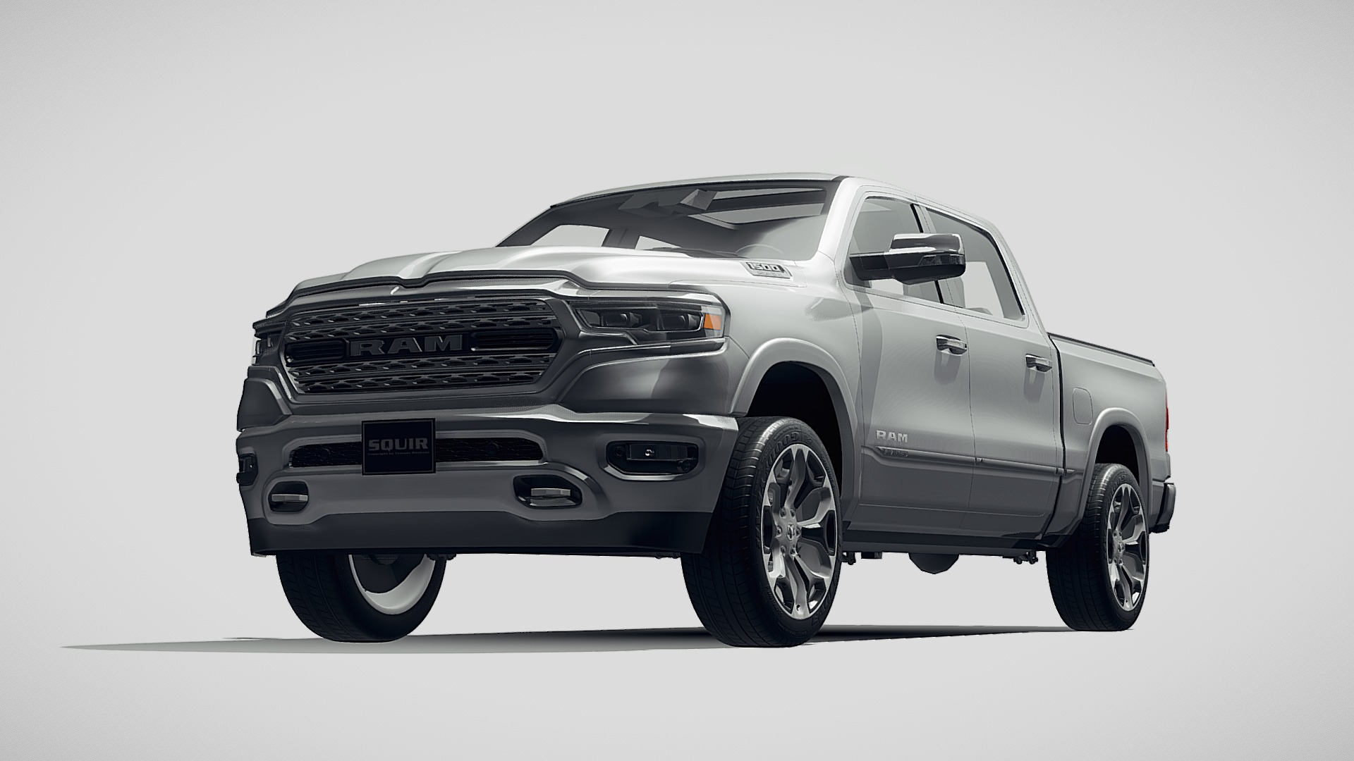 3D model Dodge Ram 1500 2019 - This is a 3D model of the Dodge Ram 1500 2019. The 3D model is about a silver car with a white background.
