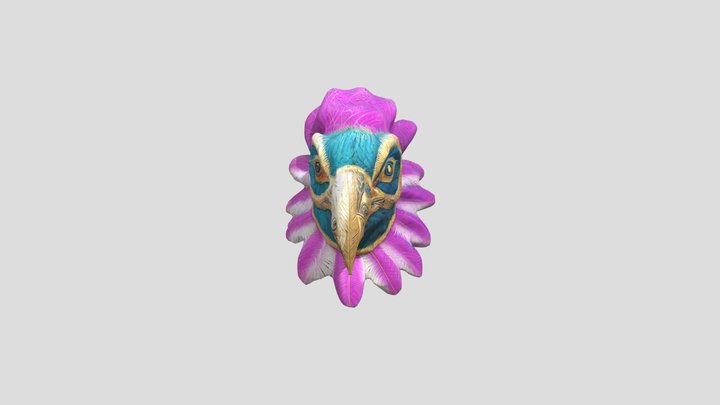 an aztec penacho with a falcon mask 3D Model