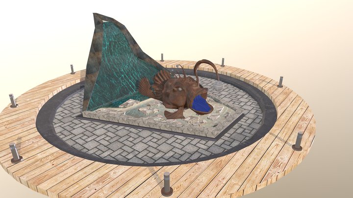 Атр объект/ Фонтан в форме  морского удильщика. 3D Model